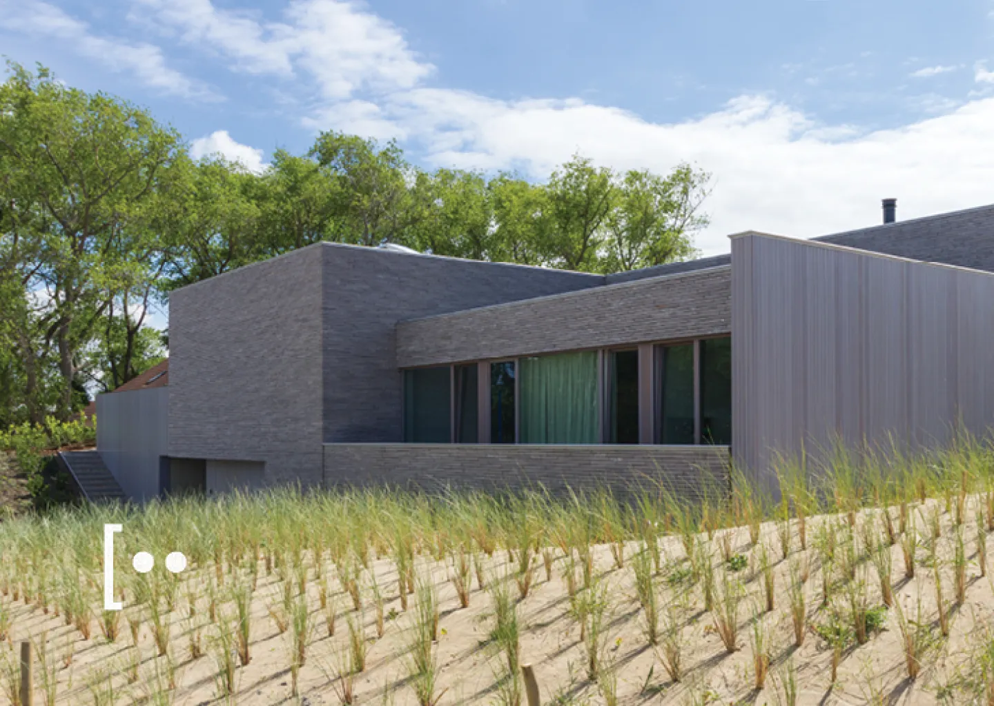 Moderne woning in duinentuin met natuurlijke glooiingen en landscaping door Tuinen Cobbaert
